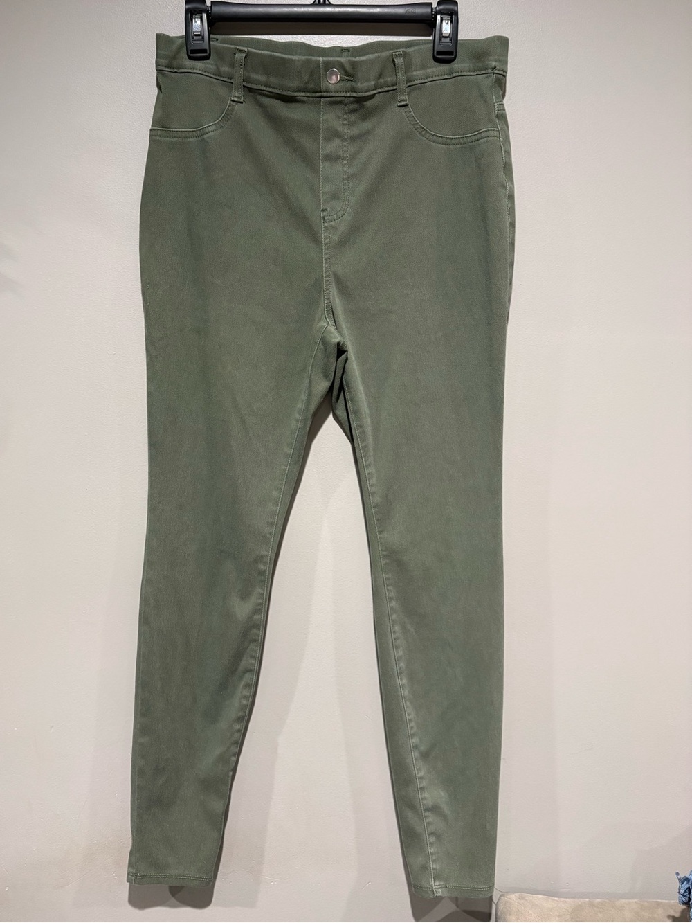 Time & Tru High Rise Stretch Jeggings Olive Green L 12-14